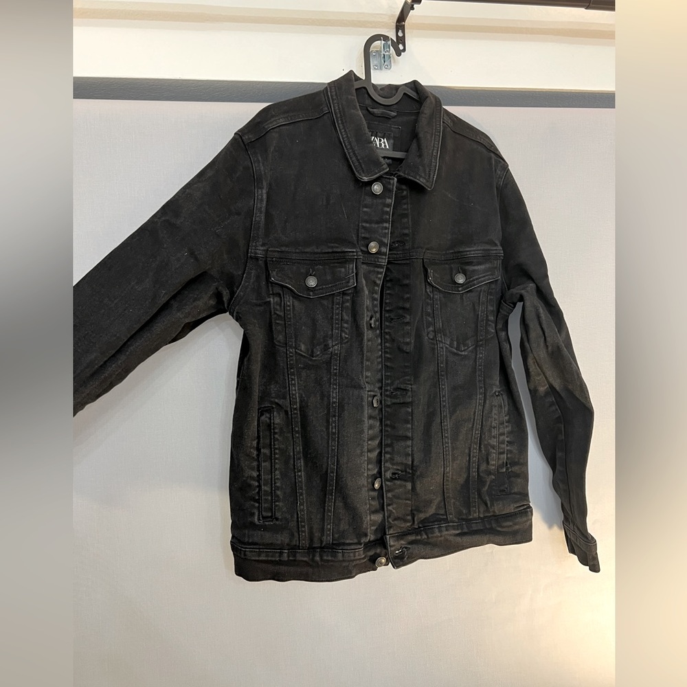 Zara skinny fit black jean jacket xl